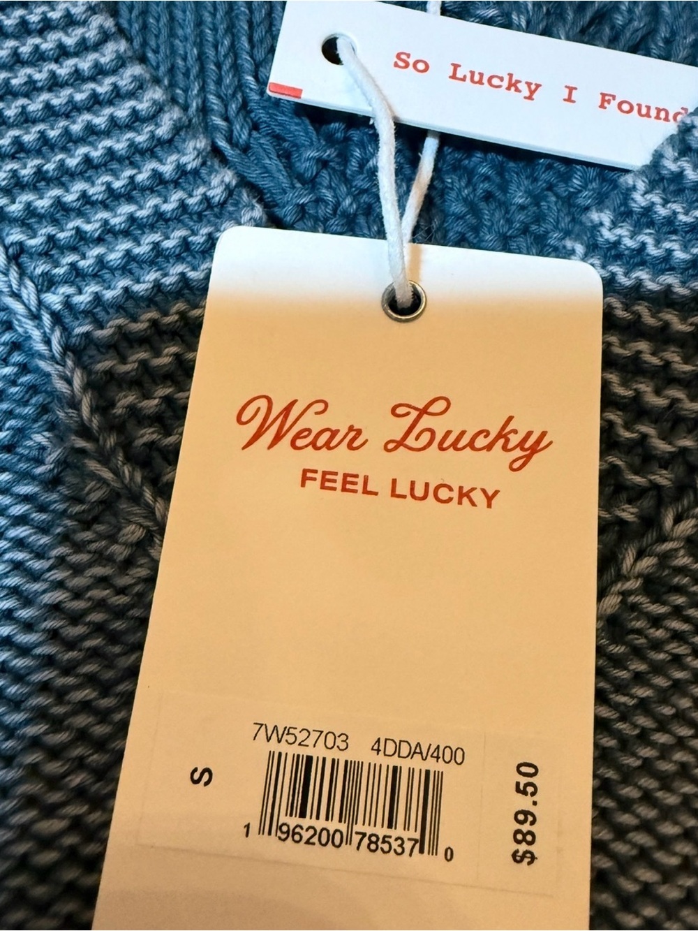 Lucky Brand Womens Cable Stitch V-Neck Sweater in Blue. Size S, 100% Cotton - Picture 5 of 8